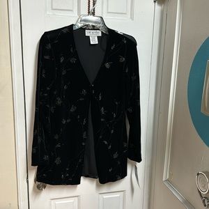 stunning vintage 80s silver and black one button cardigan size small  J.R. Nites